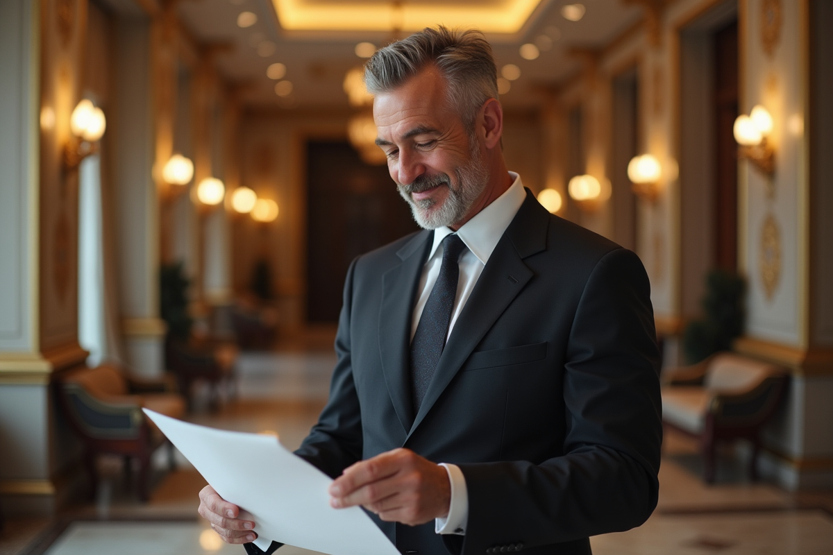 Concierge masculin dans un lobby luxueux d'hôtel