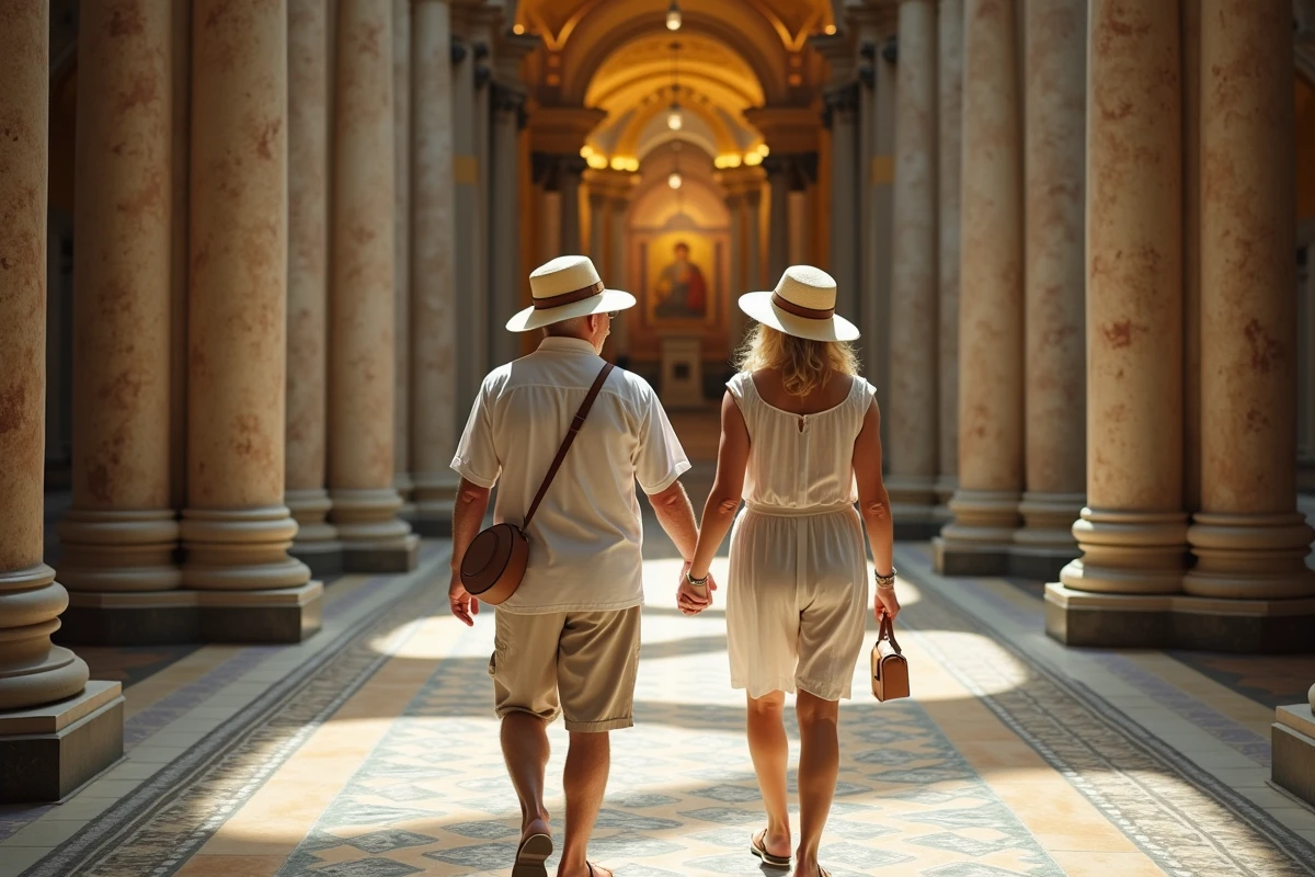 Couple âgé admire les mosaïques de Monreale
