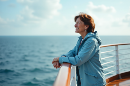 Femme regardant l'horizon sur un bateau de croisière