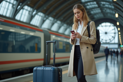 Jeune femme attente à la gare Eurostar à Londres