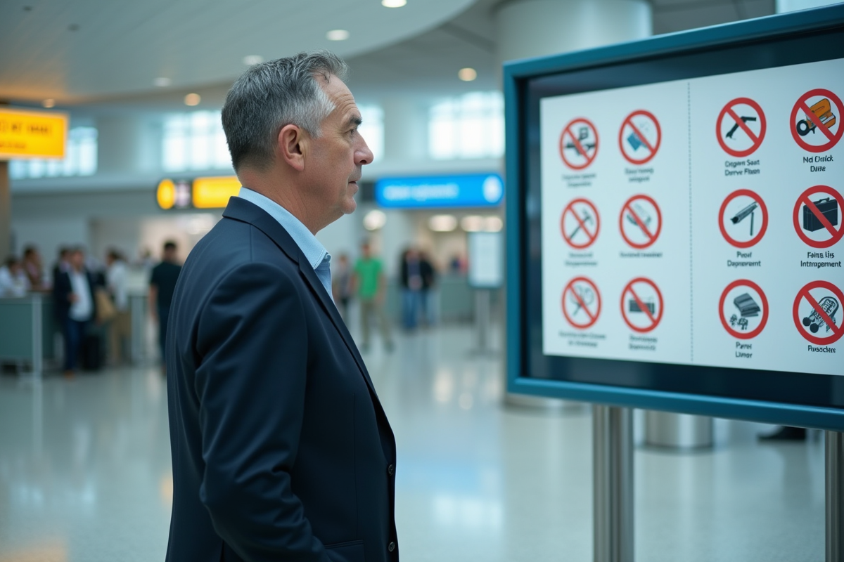 Homme regardant panneau d