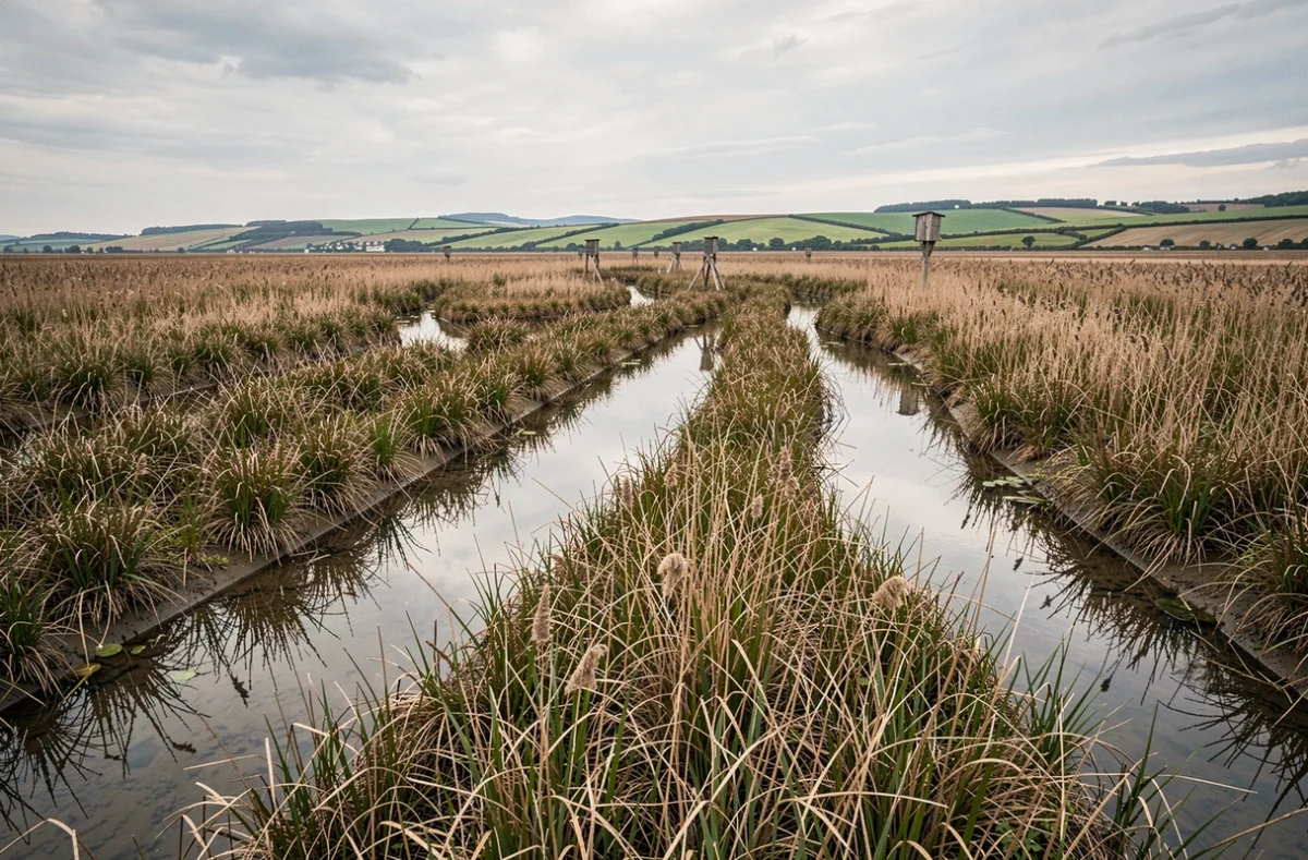 Paysage de marais côtiers et chenaux de marée à Pennedepie dans le Calvados en Normandie
