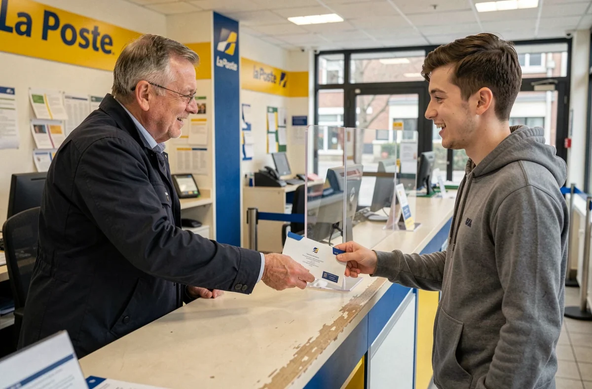 Réception d'un passeport par courrier dans un bureau de poste en France