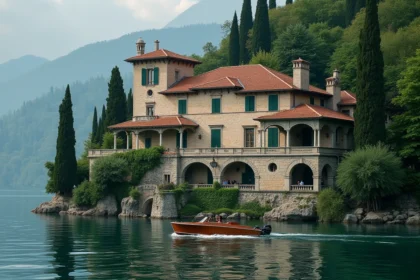 Villa del Balbianello vue depuis le lac de Côme, décor iconique de Star Wars et James Bond sur un promontoire boisé